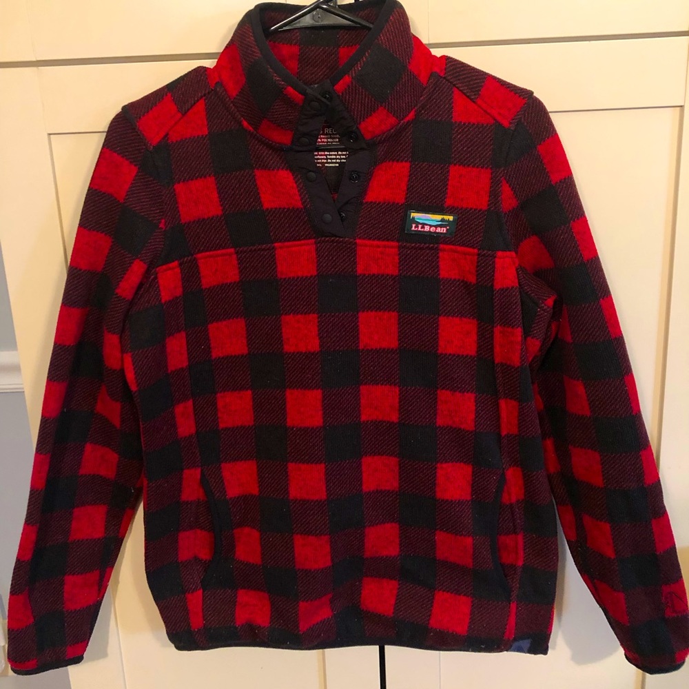 LL Bean sweater fleece. W XS. Buffalo plaid.